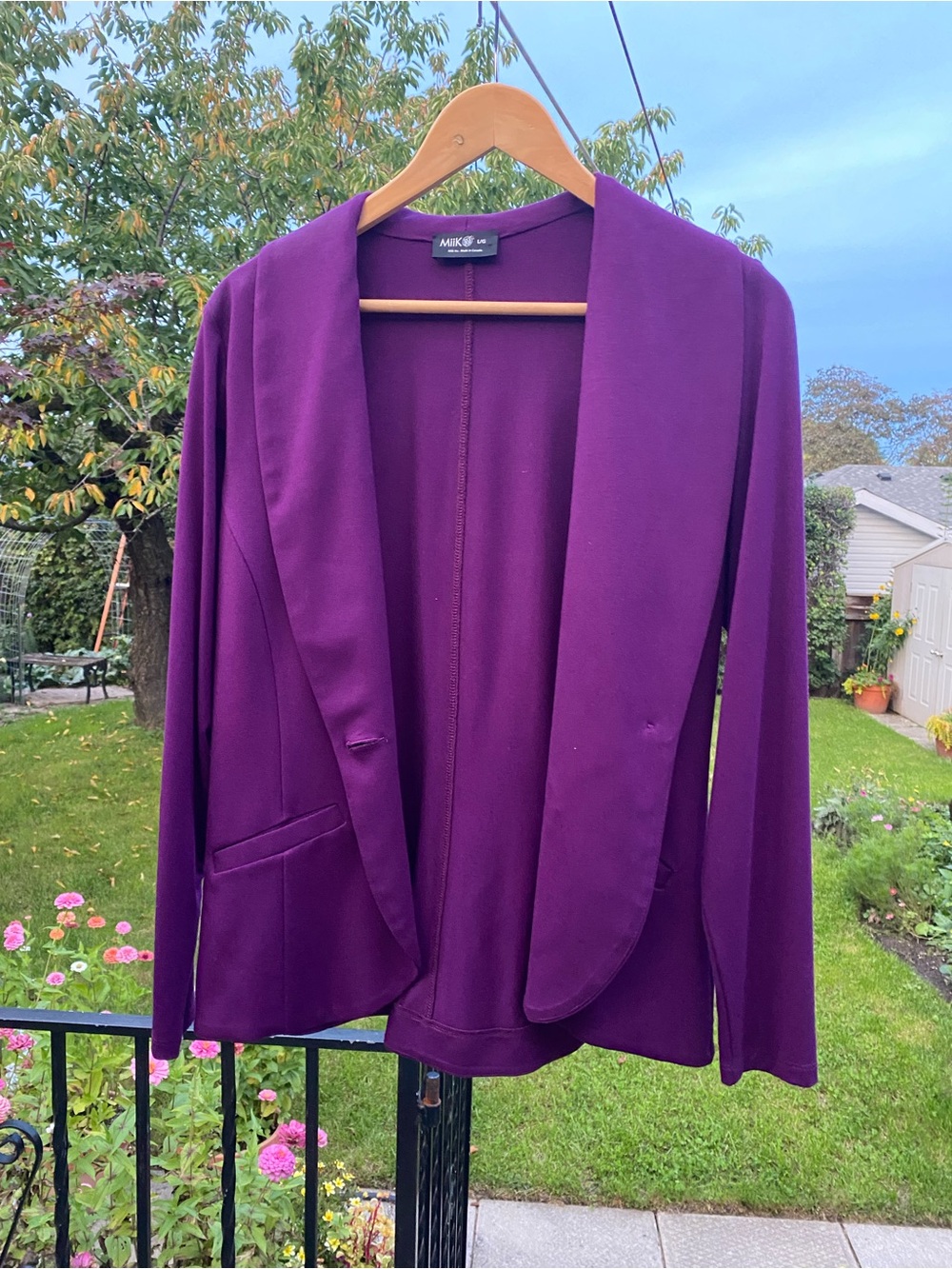Miik ‘Emily’ Deep Purple Open-Front Shawl Collar Blazer